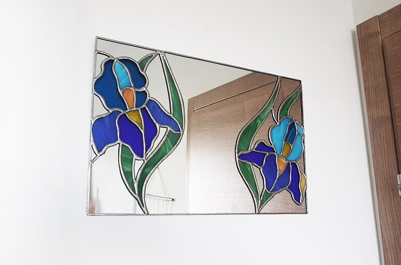 Wandhangende glazen spiegel met bloemenornament art nouveau stijl moderne inrichting afbeelding 8