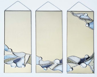 Nouveau Reflections: artistieke glas-in-loodspiegels - set van 3