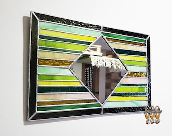 Art Deco Mosaic Mirror: Multicolored Stained Glass Wall Decor