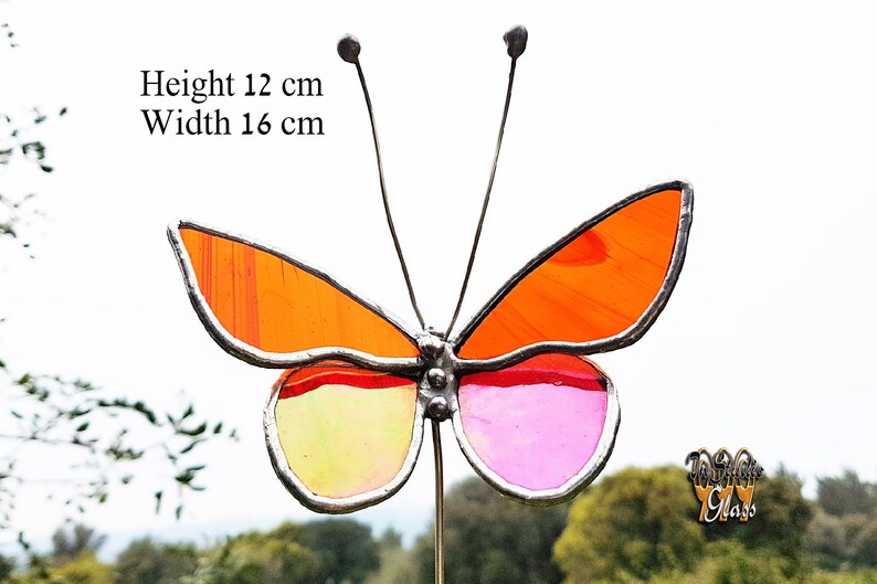 garden decor insect figurine Butterfly suncatcher bug art outdoor decoration flower pot ornament stained glass planter stake