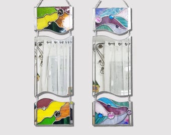 Wavy Mirror with Vibrant Multi-Colored Flowers - Unique Artistry for Your Free-Spirited Space!