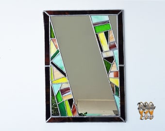 Art Deco Stained Glass Mirror: Mosaic Abstract Wall Decor
