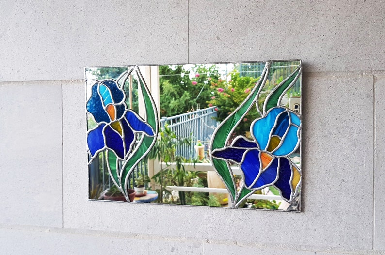 Wandhangende glazen spiegel met bloemenornament art nouveau stijl moderne inrichting afbeelding 7