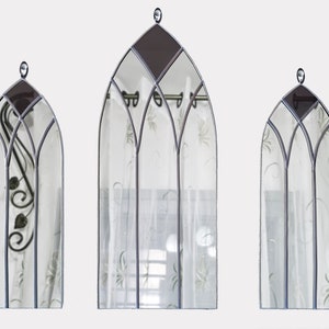Set di specchi gotici decorativi per finestre ad arco, specchio minimalista in vetro colorato Wiccan.