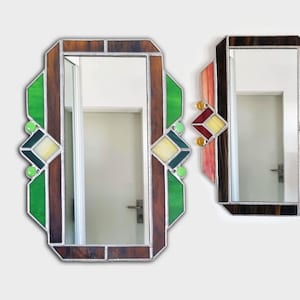 Art deco wall stained glass geometric mirror