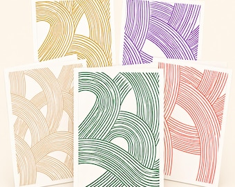Mid Century Modern Note Card Set: Abstract Bauhaus Design with Envelopes