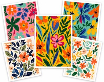 Sophisticated Abstract Floral Notecard Box Set with Envelopes and Stickers