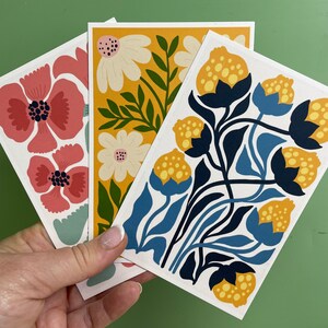 Mid-Century Modern Floral Postcards for Unique Gifting and Stylish Correspondence - 4x6 or 5x7 to Mail or Frame. Heavyweight Card Stock