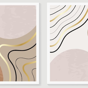 Élégant jeu de cartes de correspondance abstraites modernes Mid-Century – 8 ou 16 cartes vierges avec enveloppes. Autocollants disponibles. Minimaliste, neutre, Bauhaus !