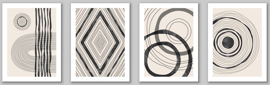 Mid Century Modern Abstract Note Card Set With Envelopes - Etsy