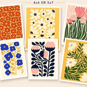 Set of 28 Mid-Century Modern Floral Postcards – Artistic Stationery Set