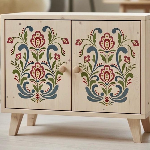 Swedish Kurbits Art Reusable Mylar Stencil Home Decor Folk Art- Rosemaling