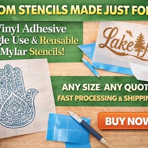 Custom Logo Stencil: Reusable Mylar or Vinyl for Painting, Wood Signs, Etching