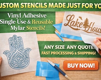Custom Logo Stencil: Reusable Mylar or Vinyl for Painting, Wood Signs, Etching