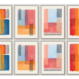 Juego de tarjetas abstractas de mediados de siglo: 16 tarjetas en blanco con sobres blancos. Sellos adhesivos a juego disponibles. ¡Diseño elegante y atemporal!