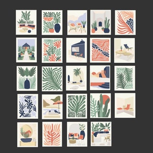 Ensemble de 24 cartes de correspondance modernes Mid-Century - paysage architectural Palm Springs - carte vierge, cartes désert, architecture rétro -