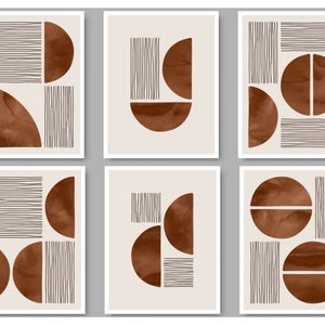 Cartões de anotações abstratos modernos de meados do século – Conjunto de 16, designs geométricos arrojados, interiores em branco, envelopes brancos, caixa de presente, adesivos disponíveis.