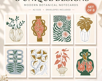 Inspired Mid Century Design Plant Note Cards with Gift Box and Stickers Available