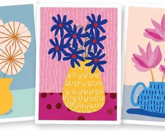 Mid-Century Modern Floral Note Cards:  All Occatuon- Gift Boxed.