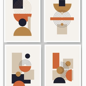 Zestaw kartek Mid-Century Modern Abstract Note Card – puste kartki z kopertami i naklejkami. Idealne na notatki z podziękowaniami lub prezenty! Zapakowane w pudełko prezentowe.