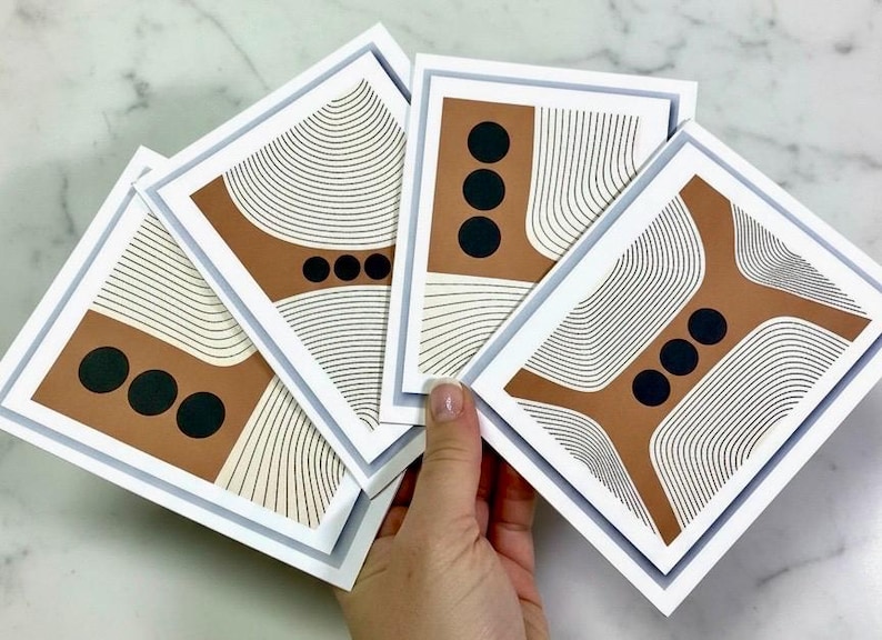 Mid Century Modern Note Card Set: Abstract Geometric Design - Etsy