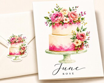 Birth Month Flower Note Cards Set of 12 Unique Images, Blank Botanical Greeting Cards with Envelopes, Watercolor Floral Stationery