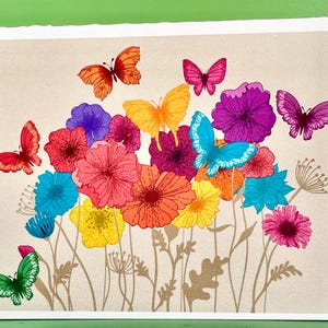 Moderne boho-kaarten met wilde bloemen: prachtige bloemenkaarten met enveloppen en optionele stickers. Verkrijgbaar in sets van 6, 12 of meer!