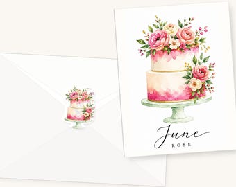 Juego de 12 tarjetas de felicitación con flores del mes de nacimiento, tarjetas botánicas en blanco con sobres, papelería floral en acuarela, regalo para amantes de la jardinería.