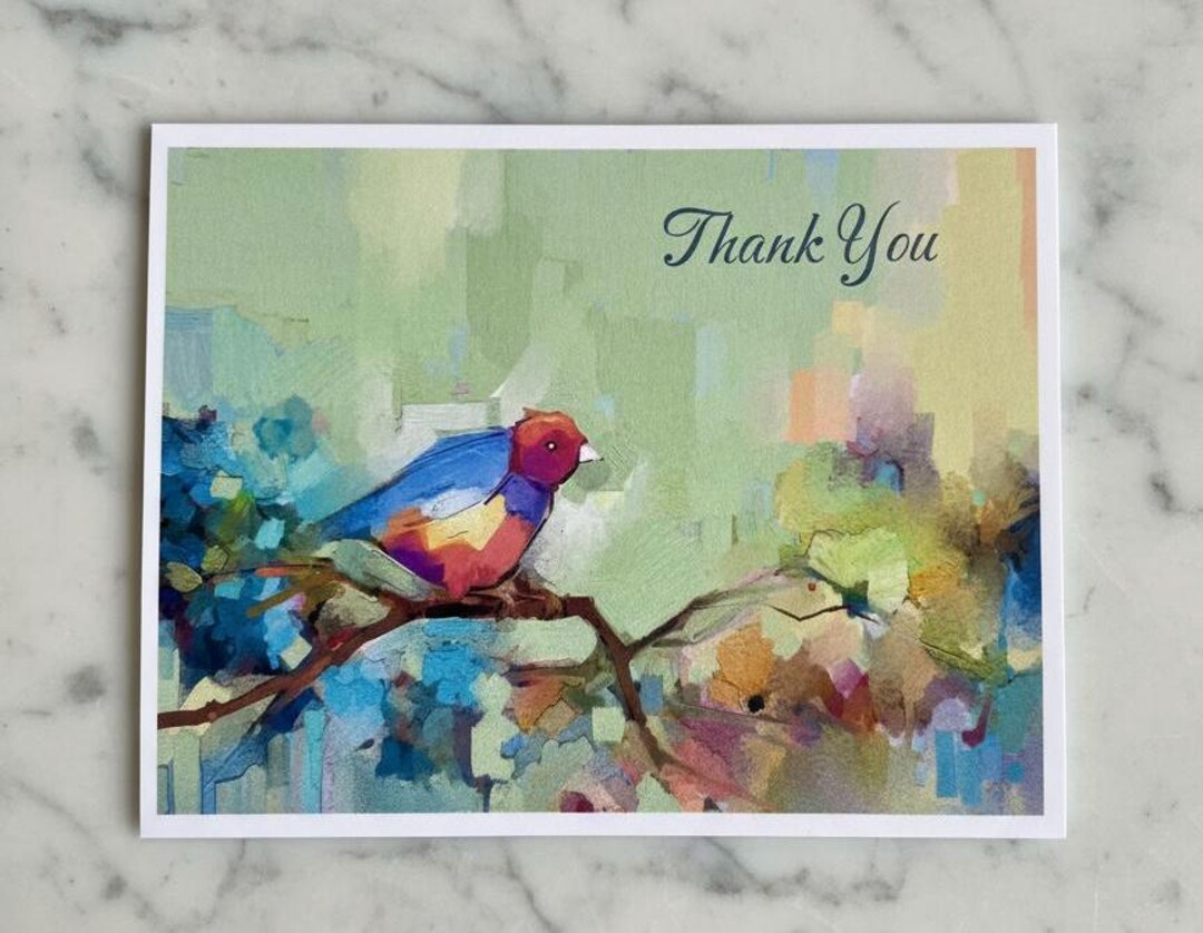Watercolor Robin Thank You Cards: Elegant Acrylic Bird Notecard Set ...