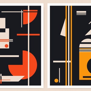 Bauhaus-wenskaartenset met abstracte kunst en enveloppen. Bijpassende stickers beschikbaar om te verzegelen