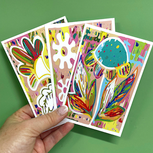 Cartões postais florais boho modernos – Conjunto de designs vibrantes de 4x6 ou 5x7, impressos em papel de alta gramatura. Perfeito para enviar bilhetes ou presentear!