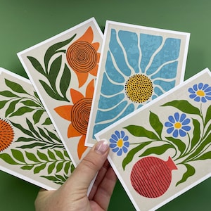 Conjunto de cartões postais florais abstratos Bauhaus modernos para casamentos e presentes