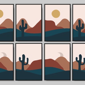 Desert Mountain Abstract Note Cards – Set di 8 o 16 biglietti vuoti con buste bianche! Adesivi disponibili. Perfetti per biglietti di ringraziamento e altro!