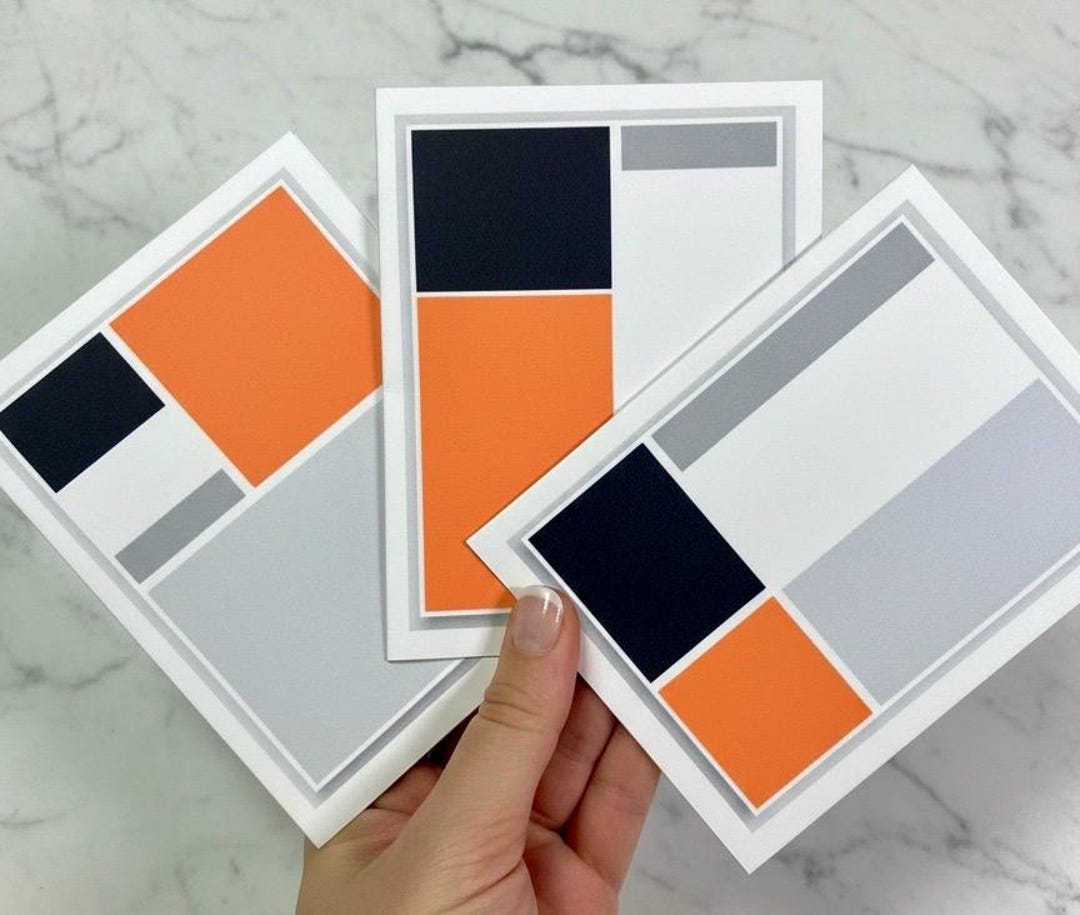 Set of 12 Geometric Note Cards, 3 Mid-century Modern Designs ...