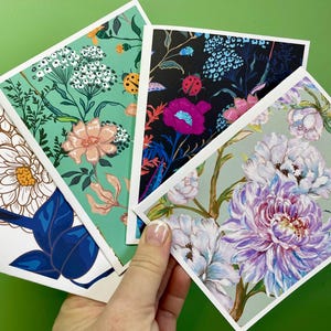 Juego de tarjetas florales modernas: elegante juego de 8 o 16 tarjetas con sobres y pegatinas opcionales. ¡Perfecto para notas de agradecimiento y ocasiones especiales!