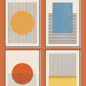 Rainbow Abstract Notecard Set: Modern Geometric Blank Cards with Stickers