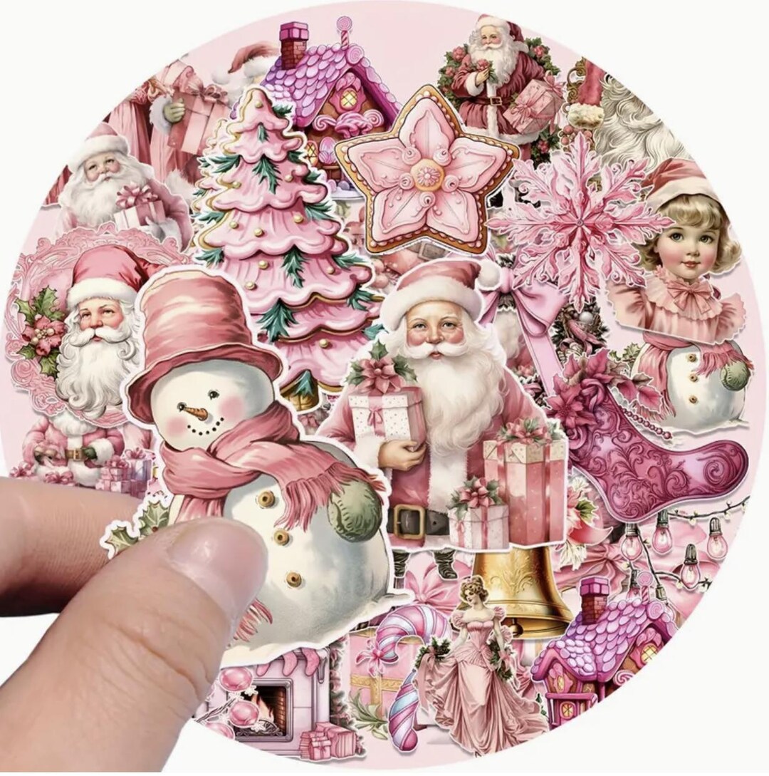 50piece Festive Pink Sticker Collection for Scrapbooks and Gadgets Etsy