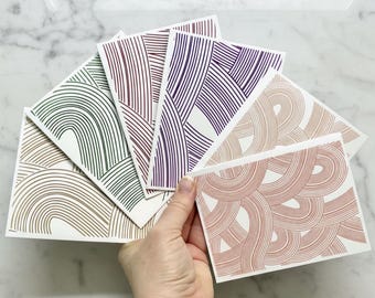 Mid Century Modern Note Card Set: Abstract Bauhaus Design with Envelopes