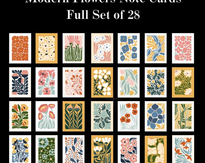 Featured listing image: Unique Mid-Century Floral Greeting Cards with Envelopes & Stickers 28 Unique Images - Choose Your Quantity!