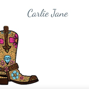 Ensemble de cartes de correspondance pour bottes de cow-girl - Cartes de correspondance vierges d'inspiration occidentale avec message personnalisable. Parfait pour les amoureux de la campagne !