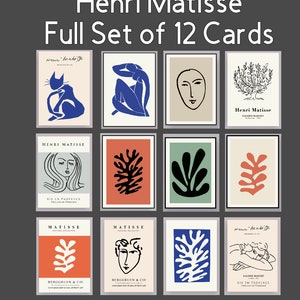 Inspirowane Matisse'em Mid-Century Modern Note Cards – Zestaw 6 lub 12 sztuk z kopertami. Mid Century Modern idealne na każdą okazję!