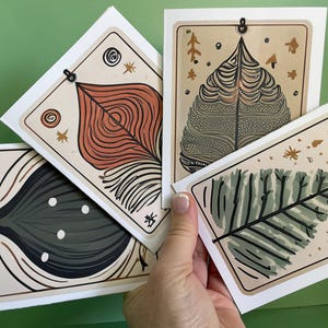 Set di biglietti di auguri di Natale minimalisti: 6 design moderni astratti per le feste, buste. Adesivi disponibili. Perfetti per regali e auguri di festa!