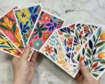 Sophisticated Abstract Floral Notecard Box Set with Envelopes and Stickers