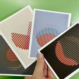 Conjunto de cartões abstratos modernos de meados do século – 8 ou 16 cartões em branco com envelopes. Adesivos disponíveis para selar! Perfeito para qualquer ocasião.