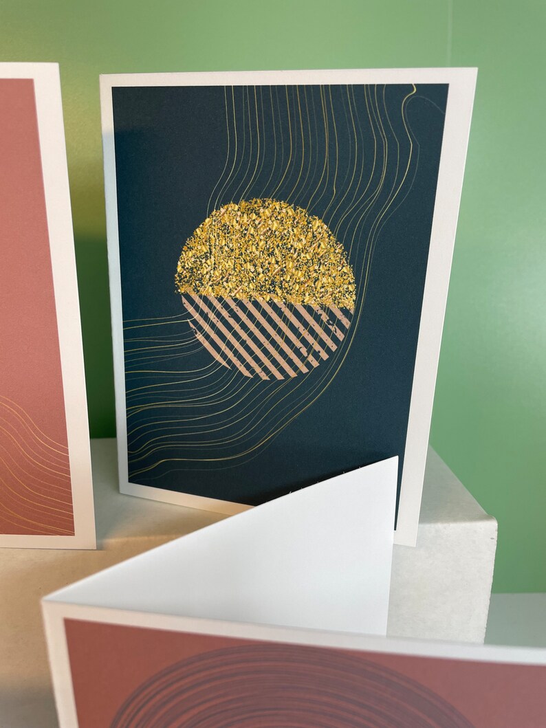Mid-century Modern Abstract Note Card Set: Minimalist Stationery With ...
