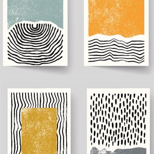 Note Card Set Mid Century Modern Abstract Note Card Set with Envelopes-Blank Note Card Set 8 or 16 Thank You Cards & Envelope Sticker Option