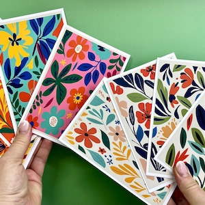 Elegantes Abstraktes Florales Grußkartenset mit Umschlägen und Aufklebern