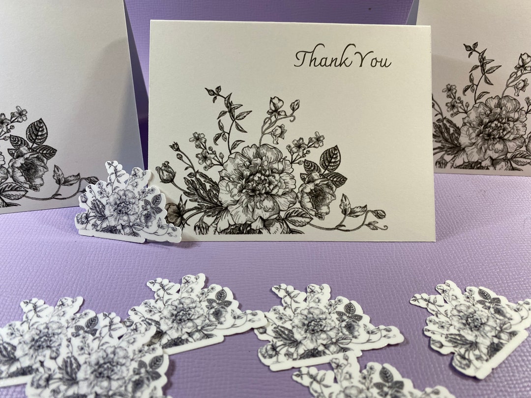 Personalized Peony Note Card Set With Envelopes and Stickers in Gift ...