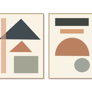 Moderne abstracte kaartenset uit het midden van de eeuw – architecturale stijl, geschenkverpakking met/enveloppen. Stickers beschikbaar. Blanco binnenkant