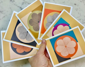Modern Floral Note Card Set: Mid Century Modern Stationery